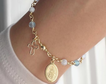 Fertility Rosary Bracelet Gold Filled — Catholic One Decade Rosary — Faith Jewelry Gift — TTC Gift