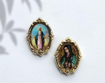 Virgin Mary Pin, Gold Pin, Miraculous Virgin Pin, Religious Pin Gift.