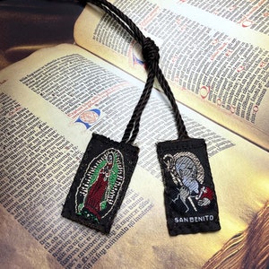 Brown Scapular Necklace – Virgin Mary & Saint Benedict – Felt Scapular – Religious Unisex Gift – Catholic Protection Necklace