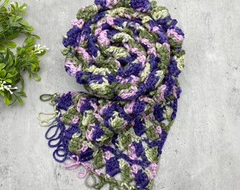 Multicolor Scarf, Purple Knitted Scarf, Fall Season Accessories, Women Scarf Gift,