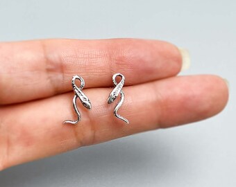 Silver Snake Stud Earrings, Tiny Studs, Minimalist Earrings, Unisex Earrings Gift.