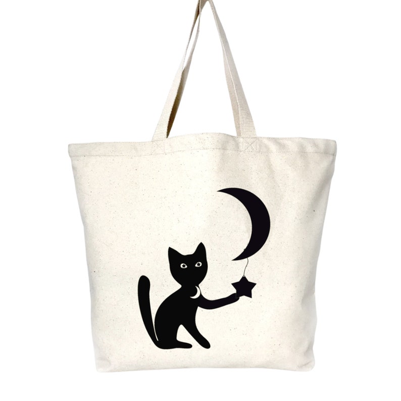 Moon and cat gift Cats lover gift Tote Bag Tote cat gift Moon tote bag Totes. Cat lover bag Kitten moon Mom/'s cat gift Kitten gift