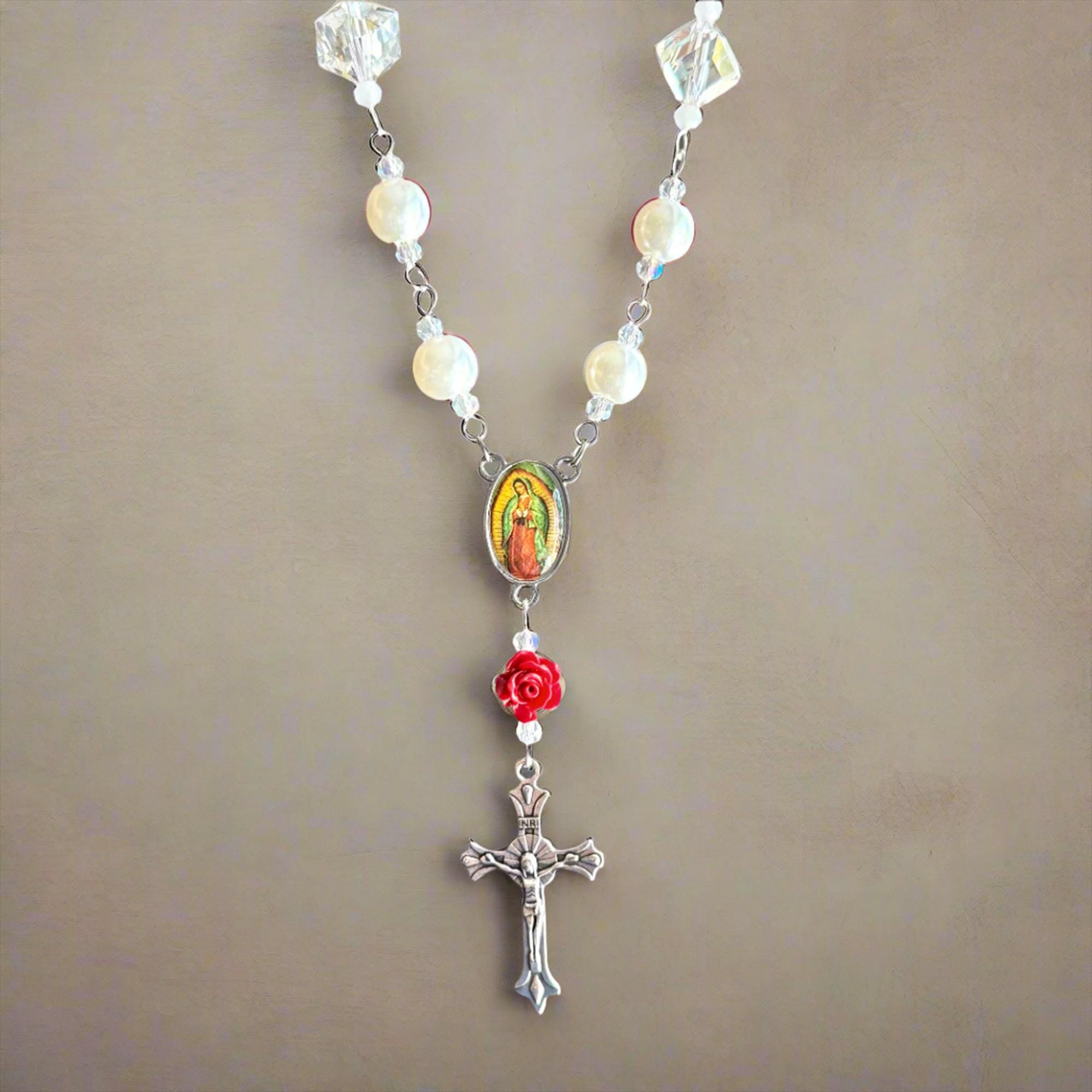 thumbnail image 2 of 4 Pcs Rosary Beads Catholic, FineGood Cross Car Mirror 2 of 12