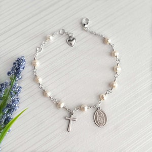 Our Lady of Guadalupe Bracelet, 925 Sterling Silver Rosary, Religious Jewelry Gift For Her.