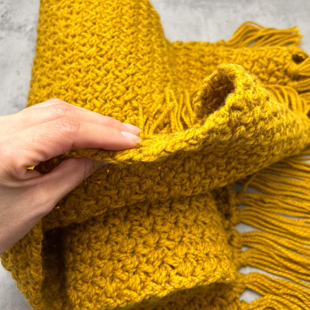 Chunky Knit Scarf – Mustard Yellow Winter Scarf – Handmade Long Warm ...