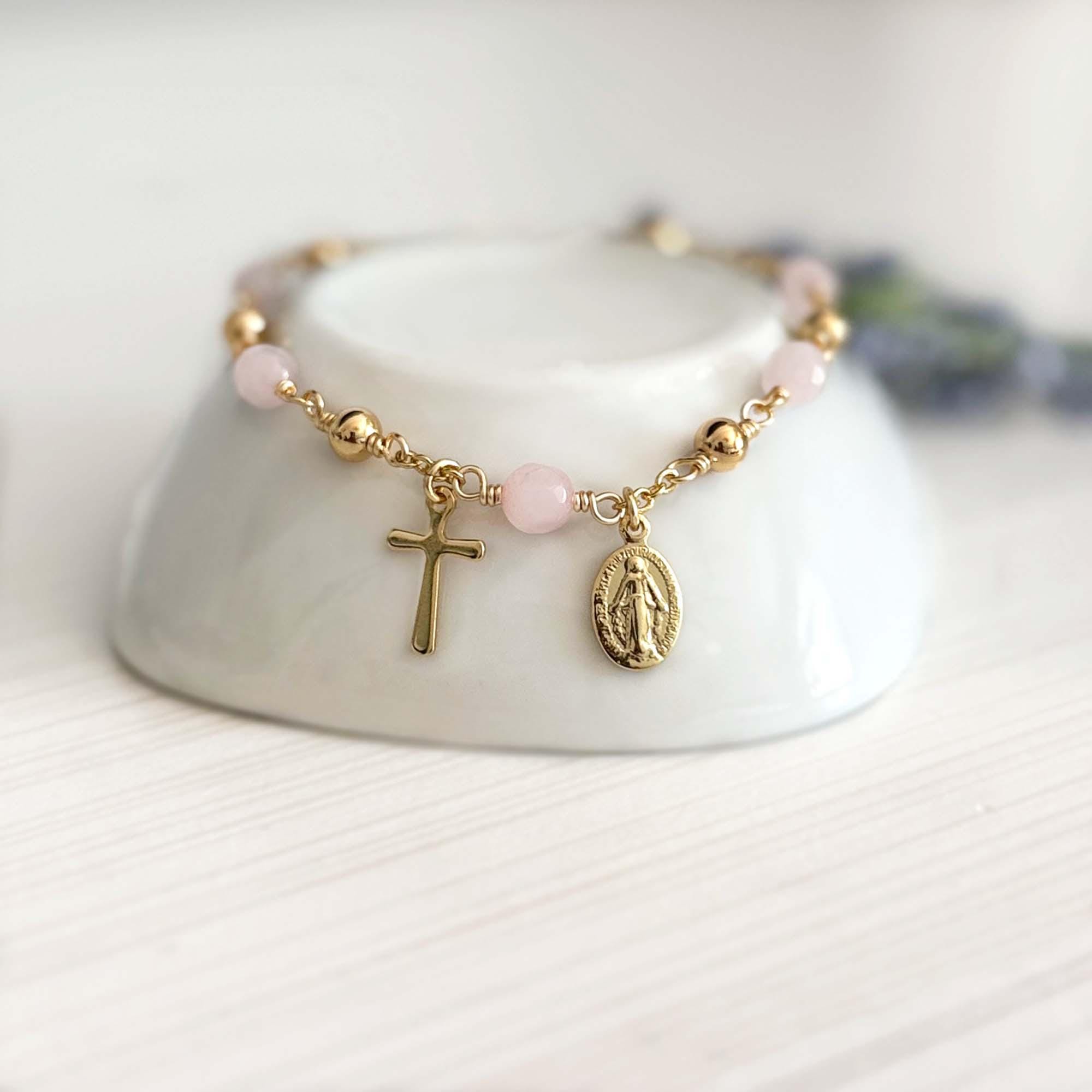 Bracciale rosario con perline imazione preghiera religiosa all