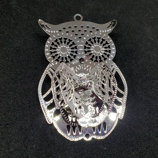 Chouette en argent 3D, pendentif attrape-soleil, connecteur