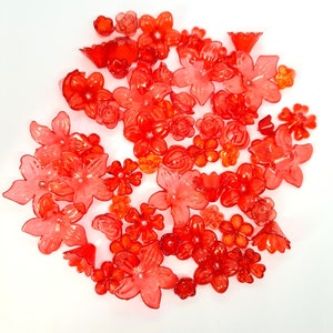 25g rot transparente Acrylblüten