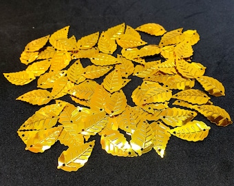 5g gold shiny sequin leaves 25mm x 14mm