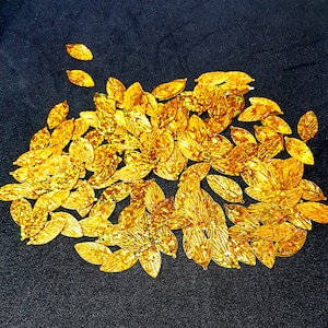 Foglie di paillettes dorate ologramma 18 x 9 mm circa 110 pezzi