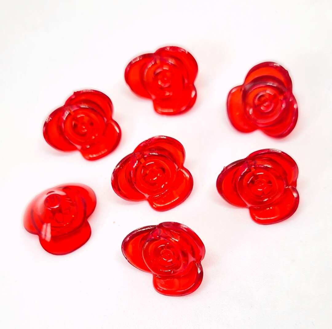Red Acrylic Transparent Roses 15.5mm 50pcs - Etsy