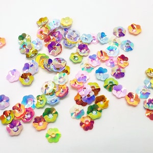 Mixed colour AB cup flower sequins 6mm 10g