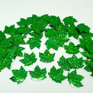 Green hologram maple leaf sequins 22mm