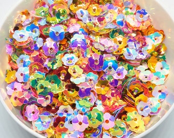 Mixed colour AB cup flower sequins 8mm 10g