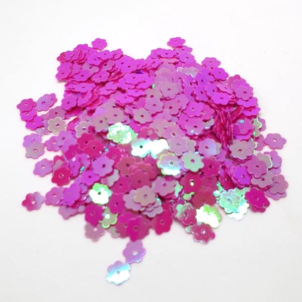 7mm reddish purple flower sequins 10g approx 700pcs