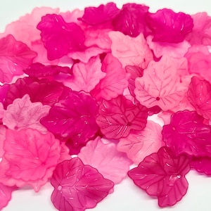 25g gefrostete rosa Weinblätter/Ahornblätter. In 3 verschiedenen Farbtönen ca 53Stk