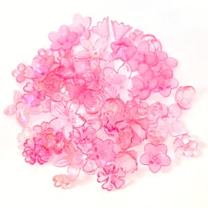 25g of pale pink transparent acrylic flowers