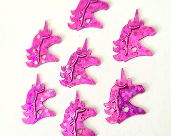 Purple hologram unicorn head sequins