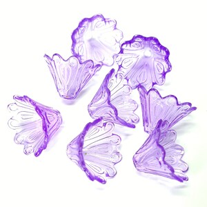 50 Acrylic purple flower cones