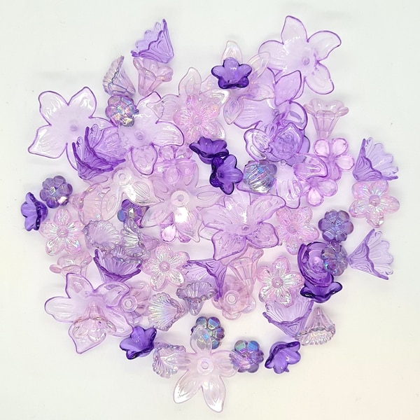 25g of violet purple transparent acrylic flowers