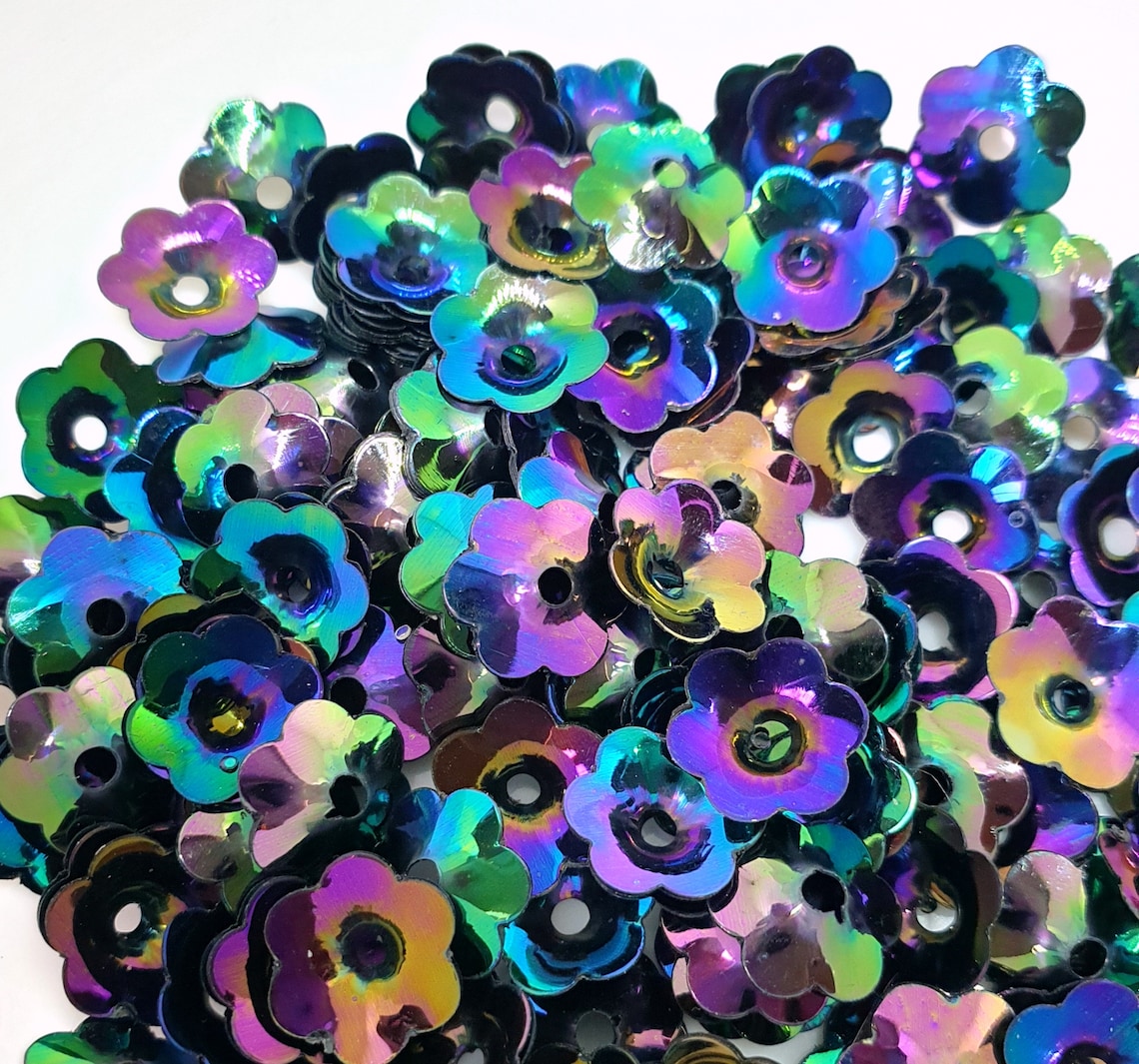 10g of 10mm Black AB cupped sequin flowers approx 330pcs Etsy