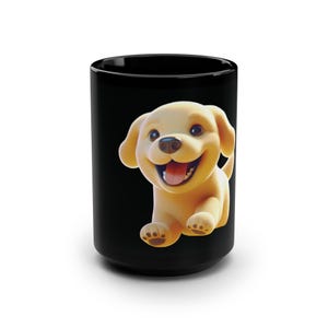 Cute Puppy Black Mug, 15oz | Dog Lover Gift, Coffee Mug, Pet Parent Mug, Birthday Gift, Animal Theme Decor