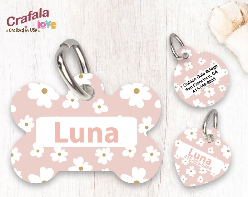 Pet ID Tag Personalized Pet Tag Custom Pet tag Dog Tag Luna Unique Tag Cat Tag Custom Print Tag