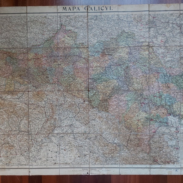 Mapa Galicyi, Landkarte von Galyzie von HERRICH Alwin, antike landkarte der Ukraine, alte Landkarte der Westukraine, Lviv politische und politische Landkarte