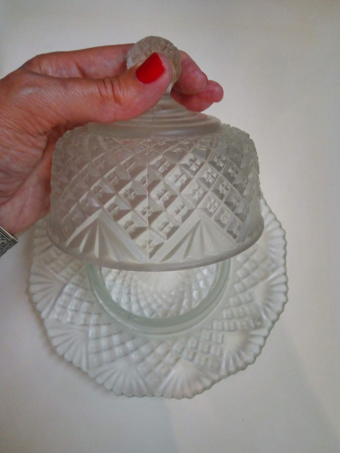 Vintage Crystal Round Butter Dish With Domed Lid 1960's Etsy