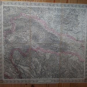 Antike Landkarte von Serbien, Blatt XIII, Generalkarte Oesterreichische Monarchie 1856 Karte von Josef Scheda,