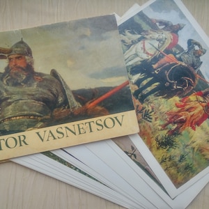 1983 Komplettes Set von großen - 15 mal 21 cm, Postkarten: Victor Vasnetsov Gemälde, Märchen Postkarten