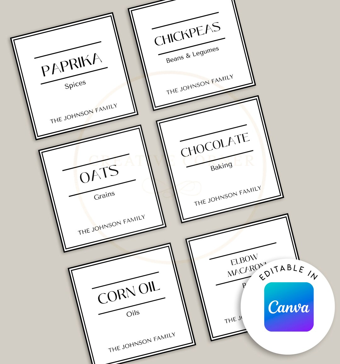 Editable Minimalist Pantry Label for Kitchen Pantry, Kitchen Labels for ...