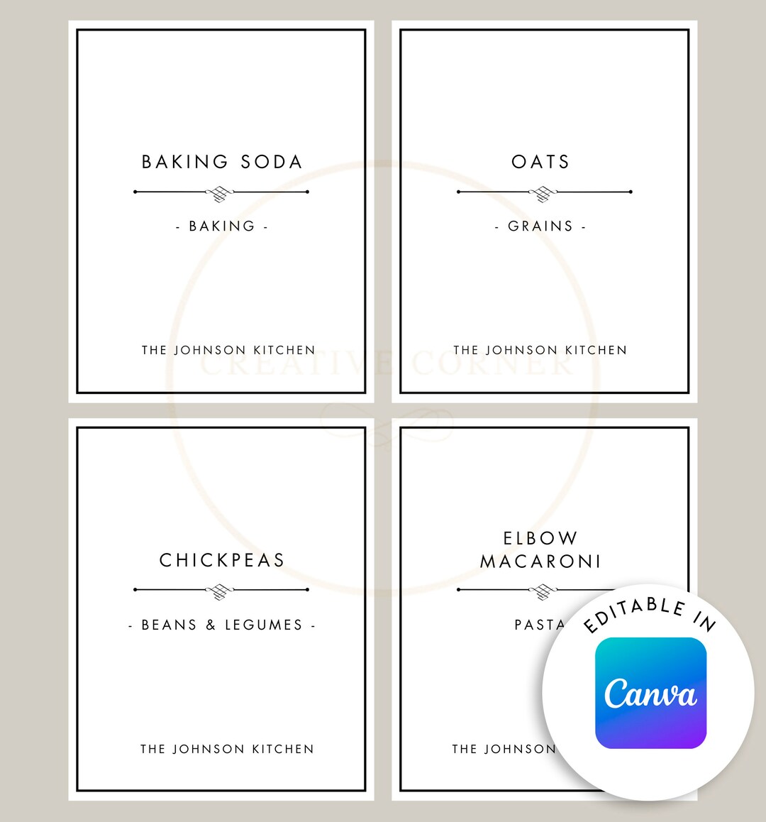 Editable Minimalist Pantry Label Printable, Kitchen Labels for Pantry ...