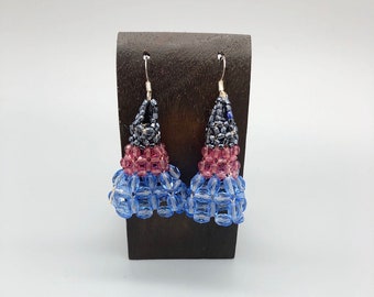 Beaded drop blue earrings