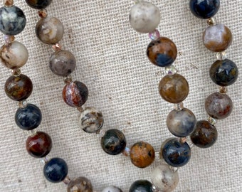 Pietersite Gemstone Double wrap bracelet, Layered Bracelet