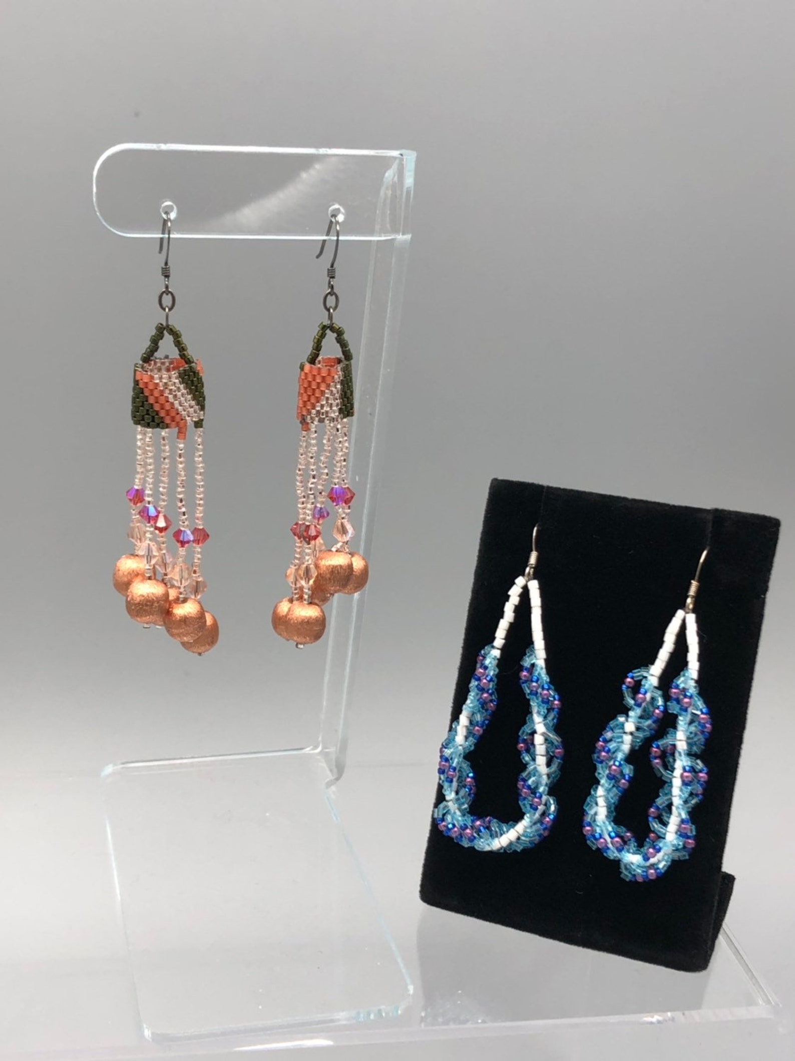 Chandelier Drop Earrings Handmade Beaded Dangling Earrings Etsy