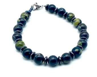Gray Purple Gray Beaded Bracelet