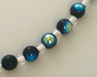 Handmade Blue and Silver Beaded Necklace