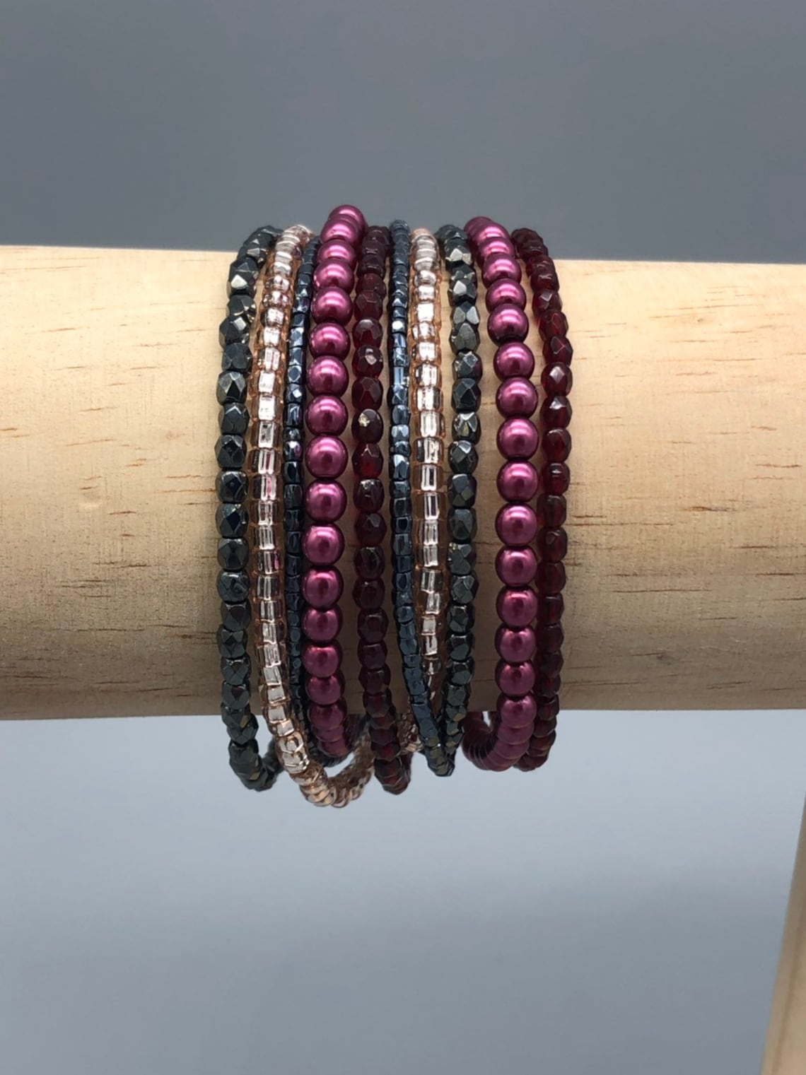 Multistrand wrap bracelet. Handmade beaded layered bracelet. Etsy