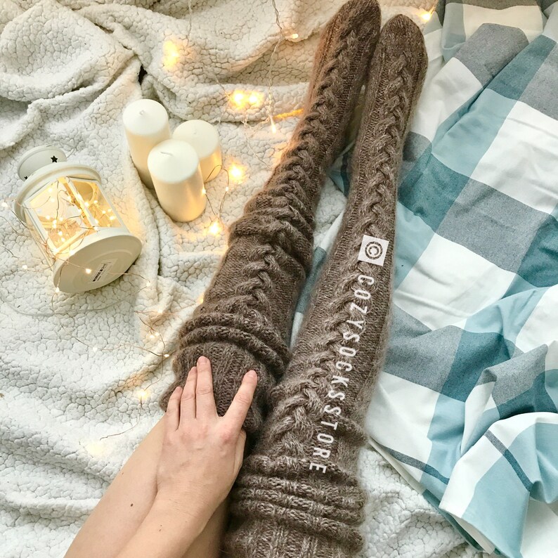 Long socks plus size Sheer lingerie Fuzzy thigh high socks Etsy