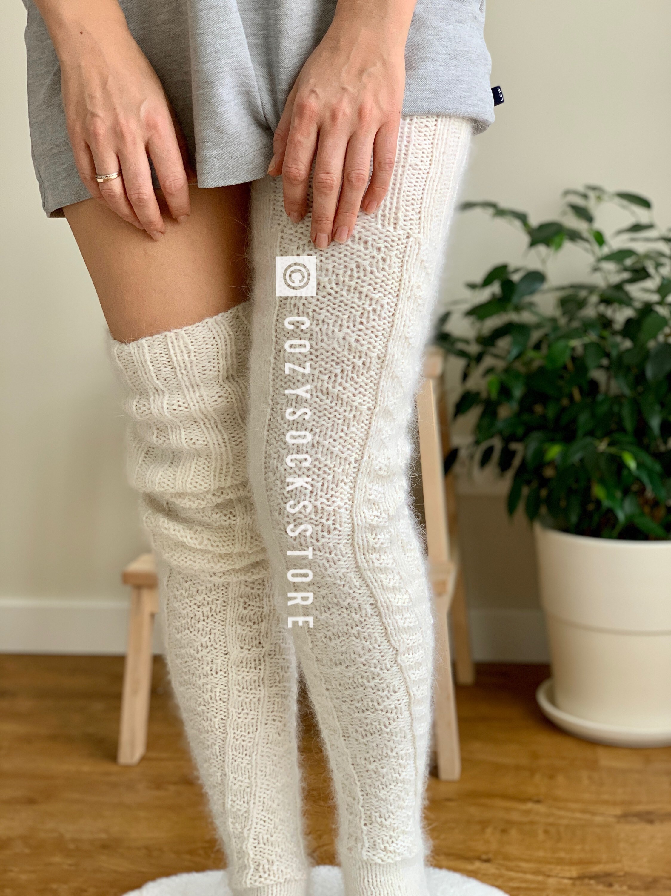 Plus size thigh high knit socks Clearance