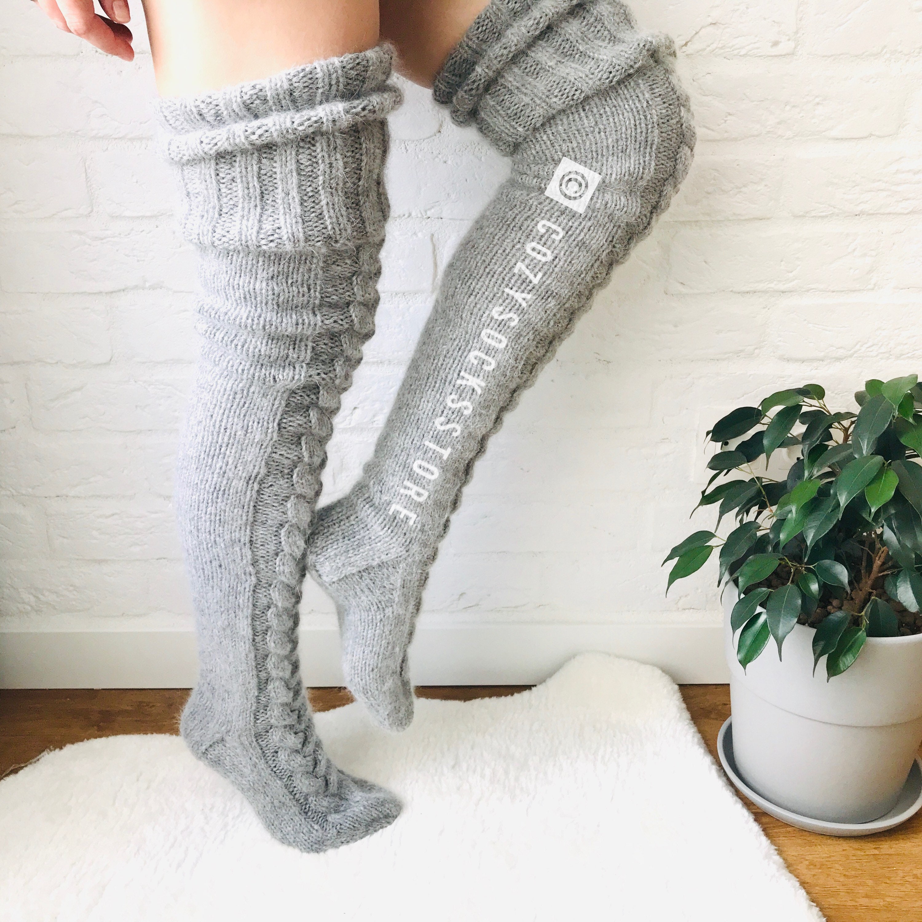 Knitting pattern Thigh higs socks plus size Cable knit socks | Etsy