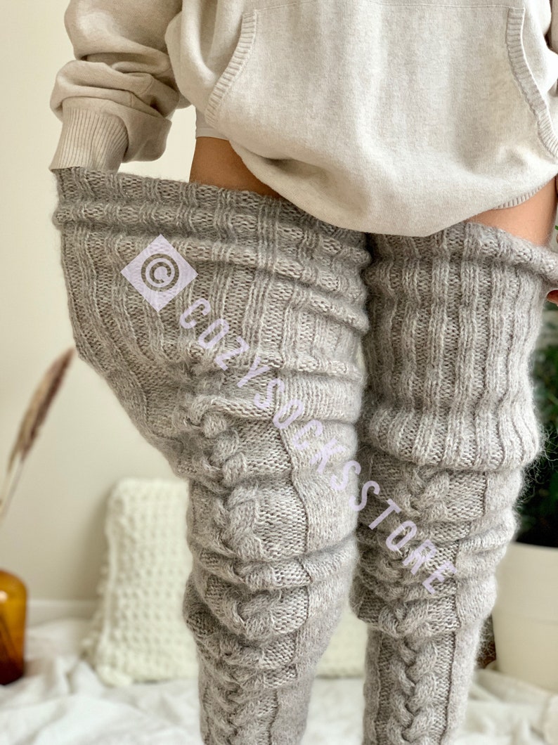 frankie beige flat knitted chunky thigh high boots