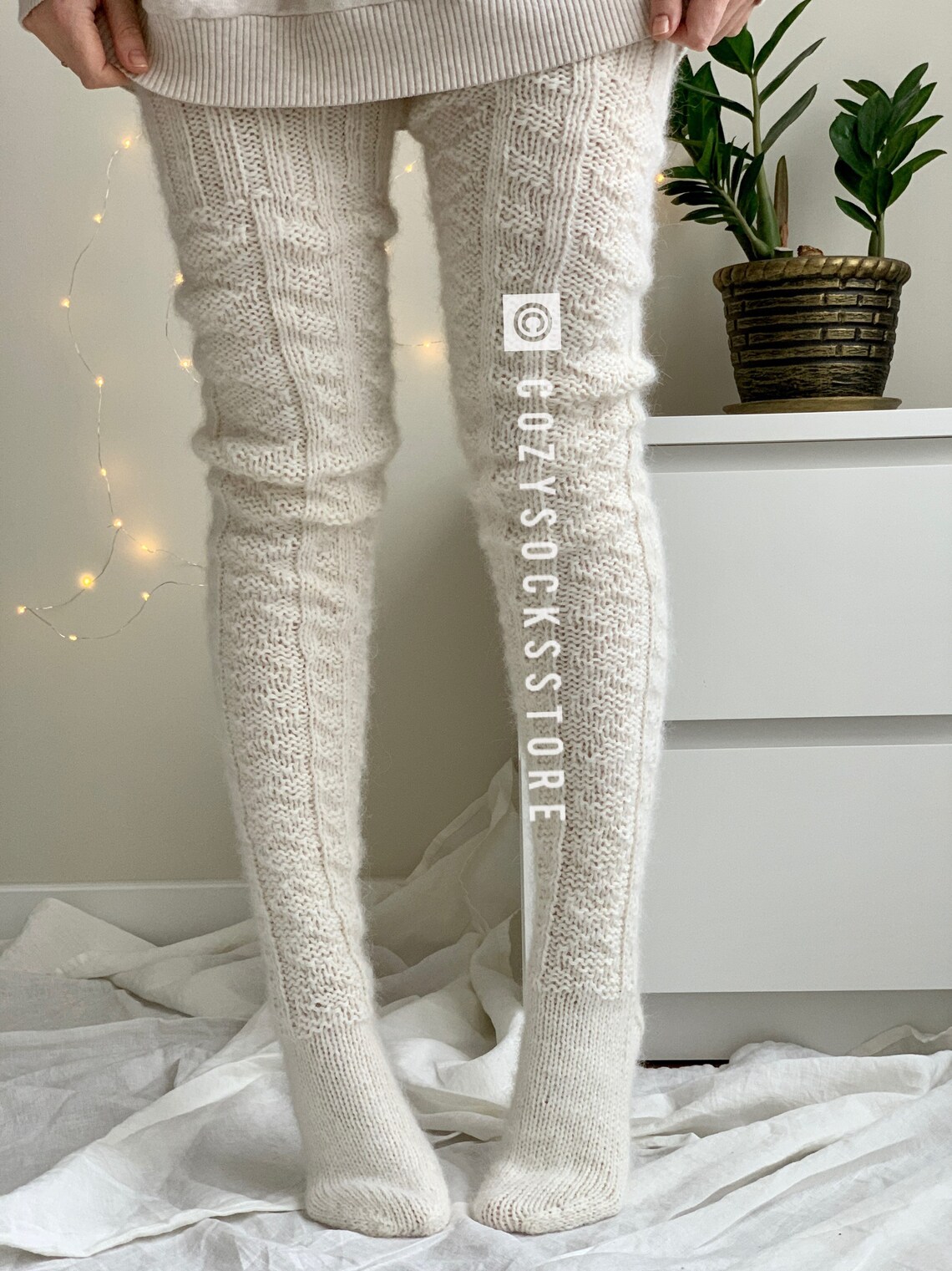 White leg warmers for women valentine's day gift Thigh Etsy