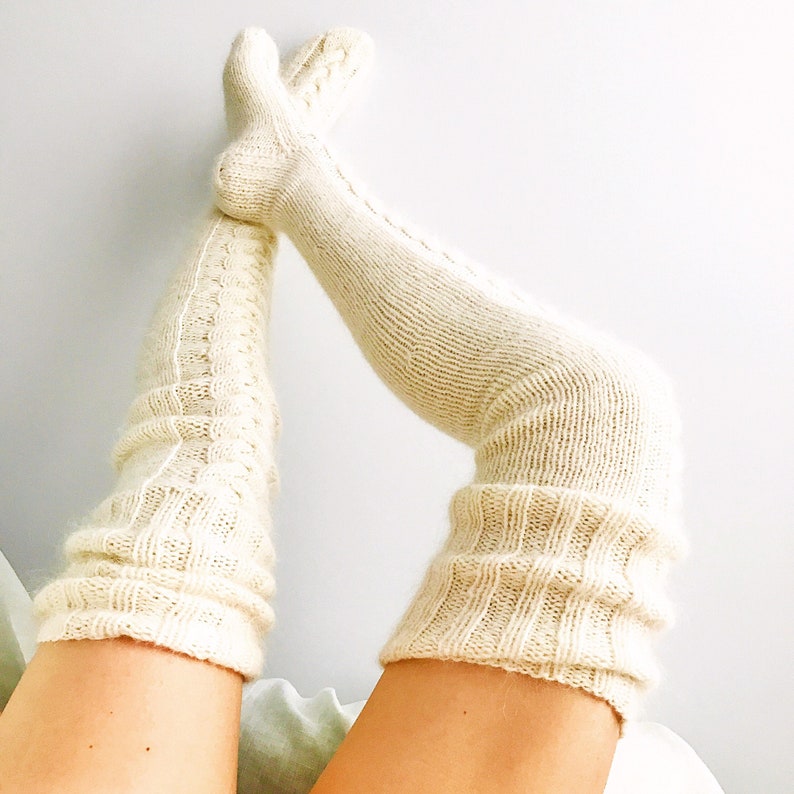 Thigh High Socks Long Knitted Socks Chunky Leg Warmers Womens Etsy