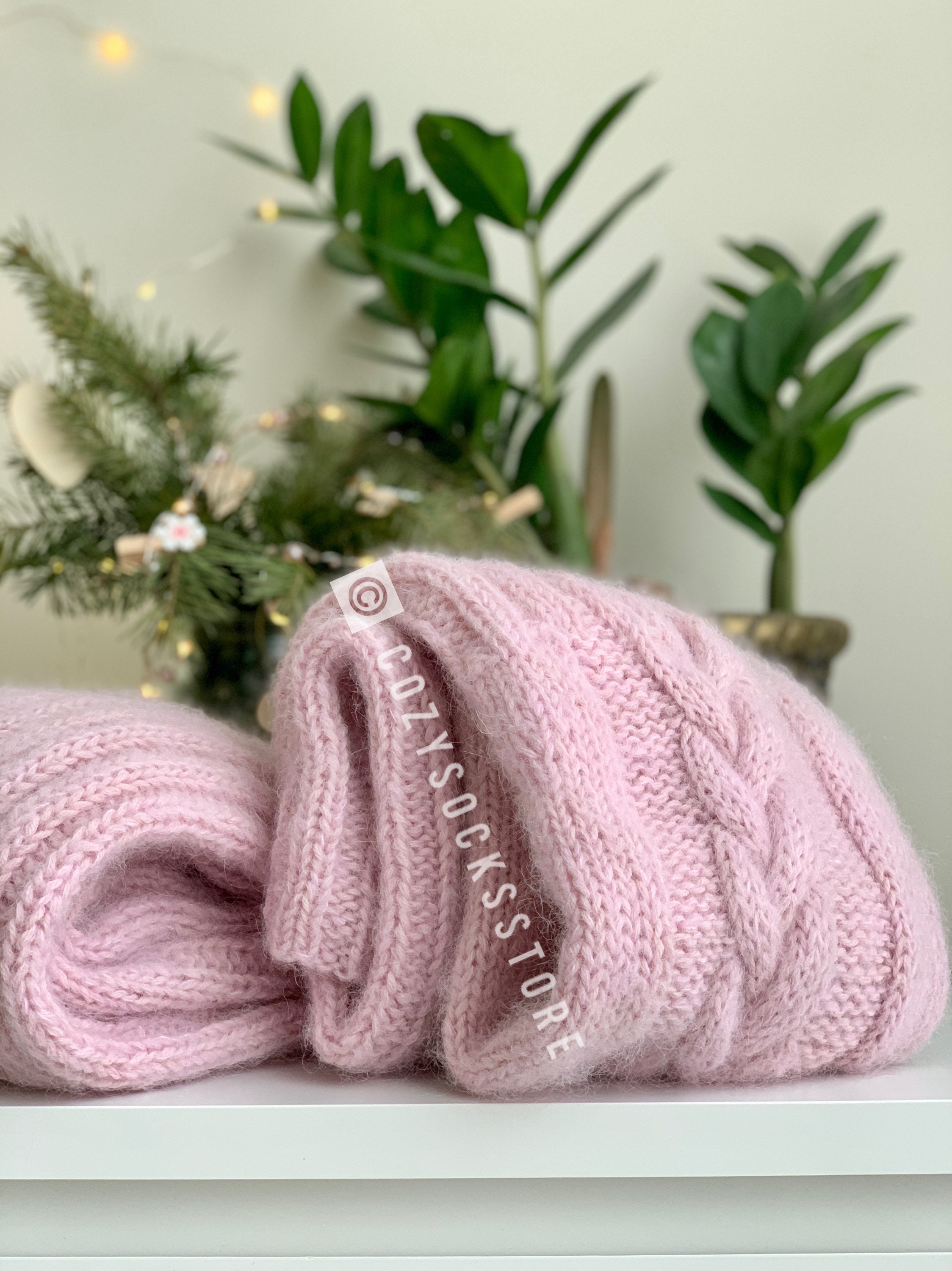 Plus Size Fuzzy Thigh High Socks Cable Knit Stockings Women Etsy