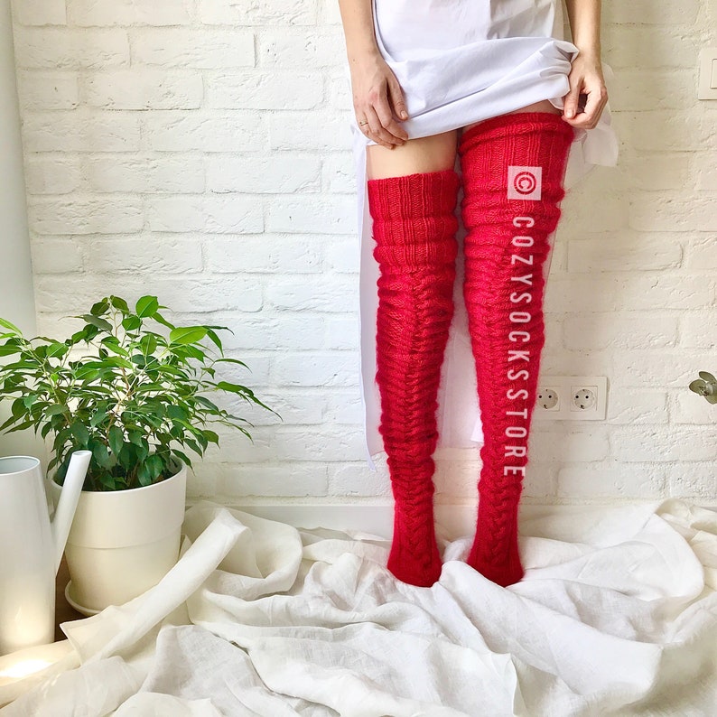 plus size red thigh high socks
