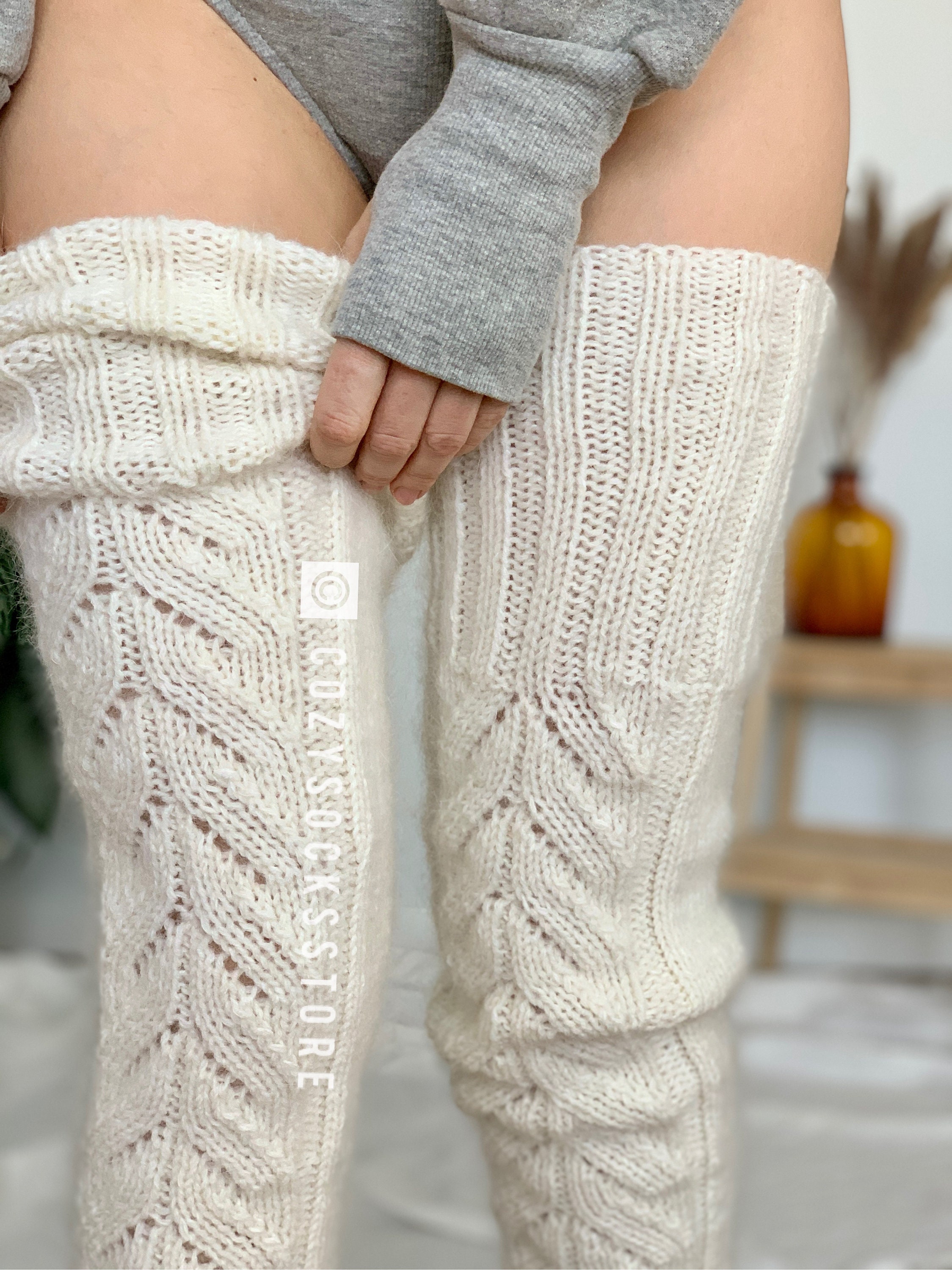 Knee High Socks Pattern Knitting Patterns for Beginners Thigh Etsy