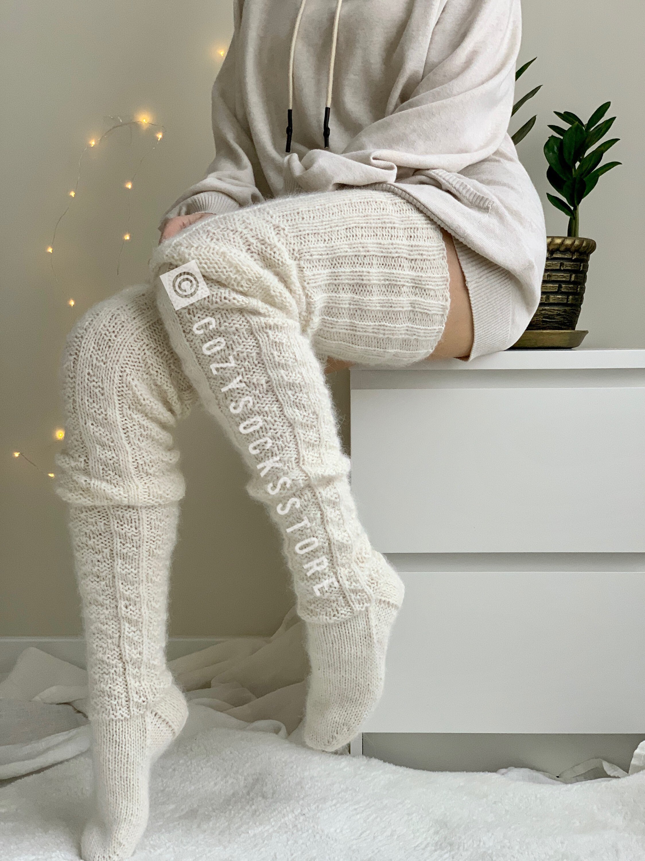 White leg warmers for women valentine's day gift Thigh Etsy
