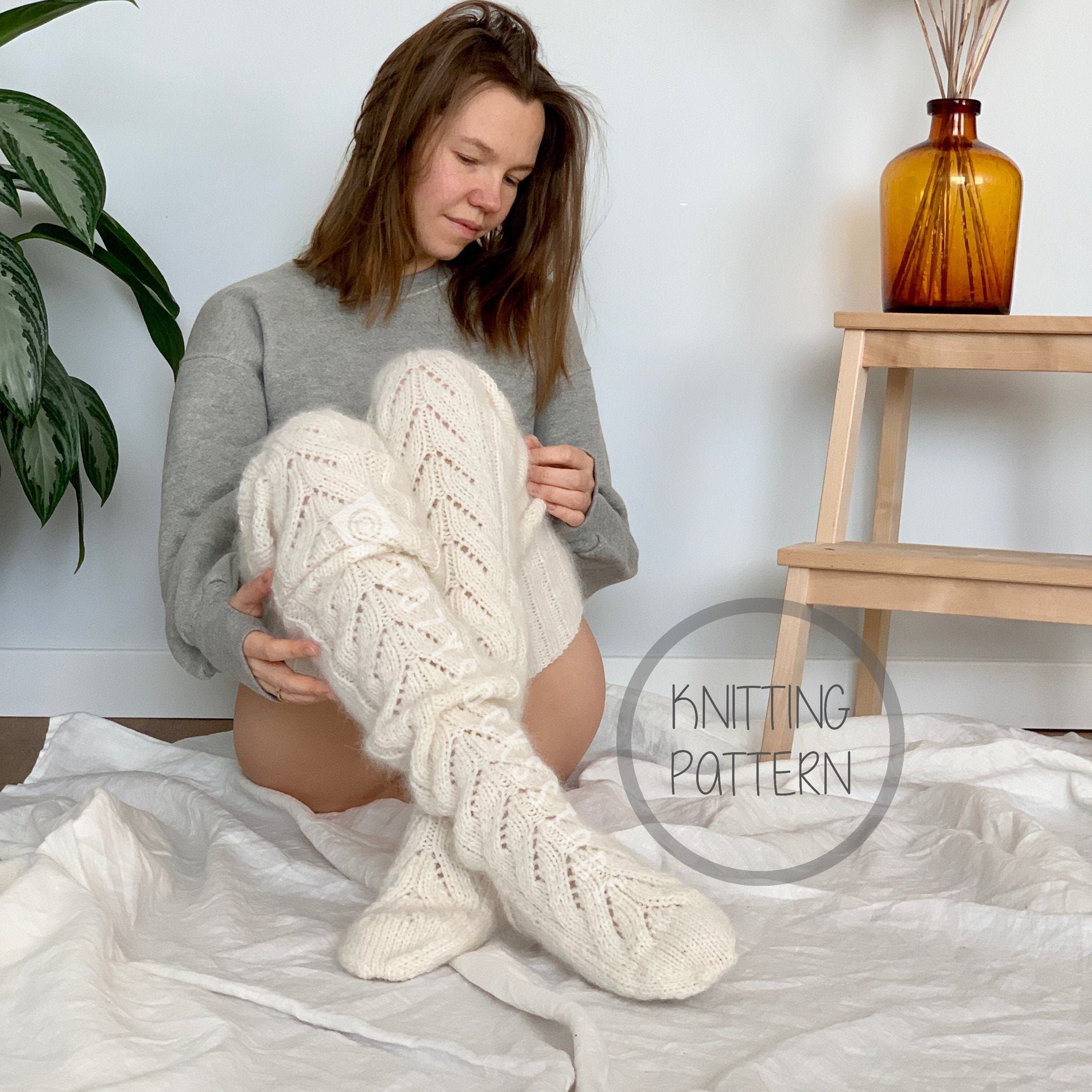 Knee High Socks Pattern Knitting Patterns for Beginners Thigh Etsy